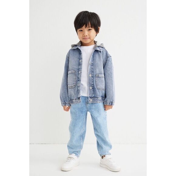 H&M hooded acid wash soft denim jacket VGUC (very light stain on shoulder) 5-6Y - Picture 1 of 10